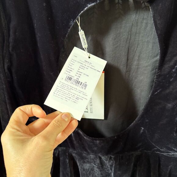 LABEL RITU KUMAR Caroline Flared Dress with Embroidered Yoke in Black M NWT - Picture 6 of 16